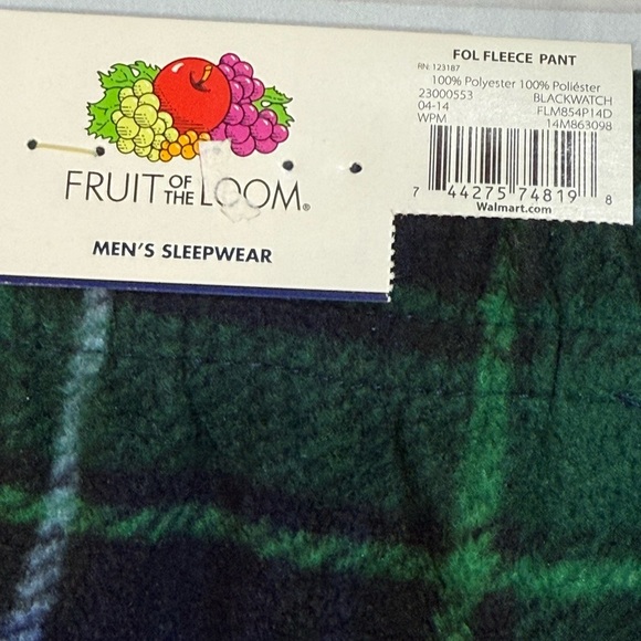 Fruit of the Loom Men’s Plaid Sleepwear Drawstring Pants Size L - Picture 5 of 6